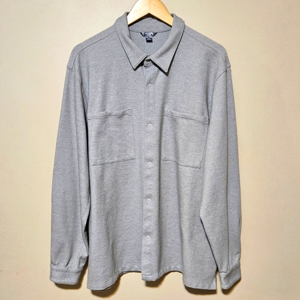 Joe Fresh Men's Gray Knit Button-Up Shirt Size XXL